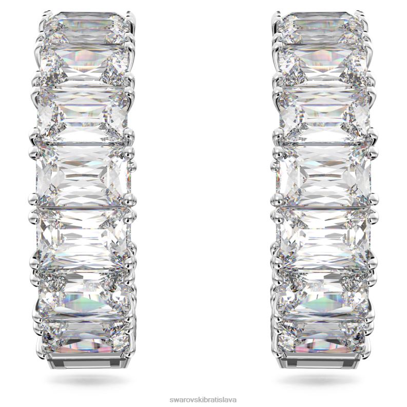 obručové náušnice tisícročia osemhranný výbrus, biely, rhodiovaný B8ZNT881 Swarovski šperky