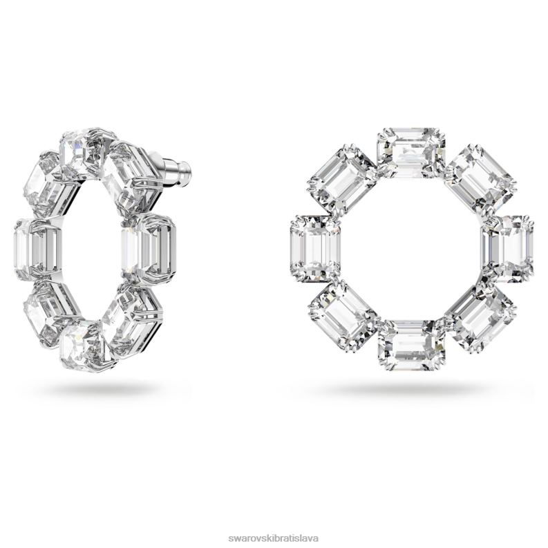 obručové náušnice tisícročia osemhranný výbrus, biely, rhodiovaný B8ZNT935 Swarovski šperky