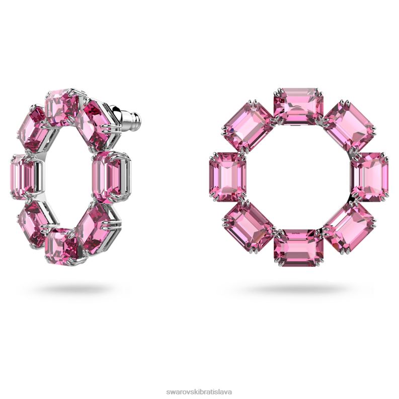 obručové náušnice tisícročia osemhranný výbrus, ružový, rhodiovaný B8ZNT936 Swarovski šperky