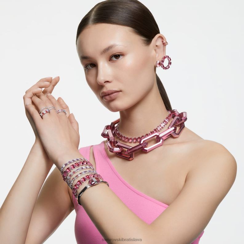obručové náušnice tisícročia osemhranný výbrus, ružový, rhodiovaný B8ZNT936 Swarovski šperky