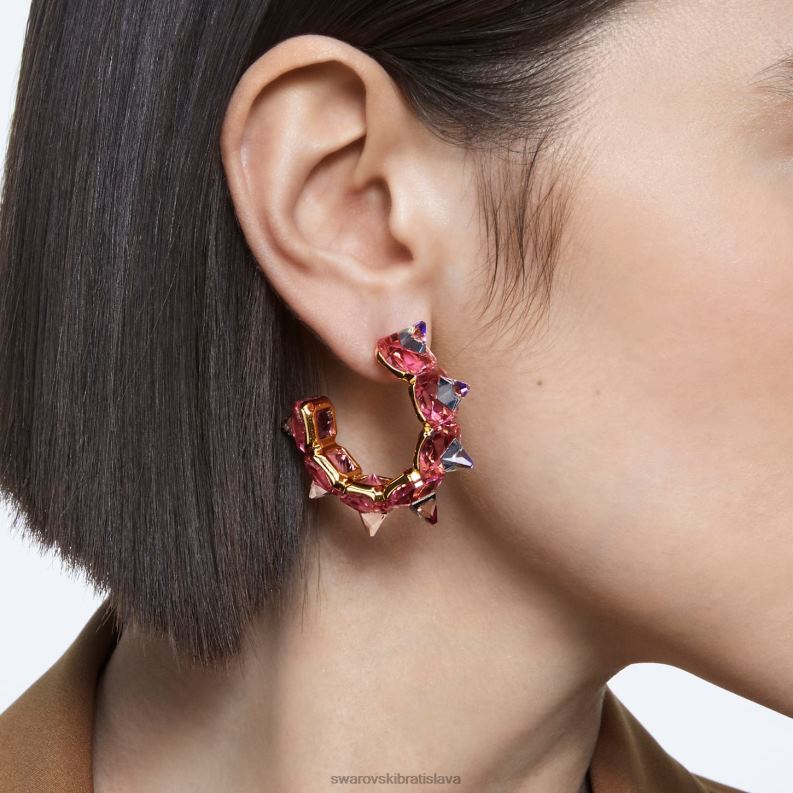ortyxové kruhové náušnice pyramídový výbrus, ružový, pozlátený B8ZNT890 Swarovski šperky