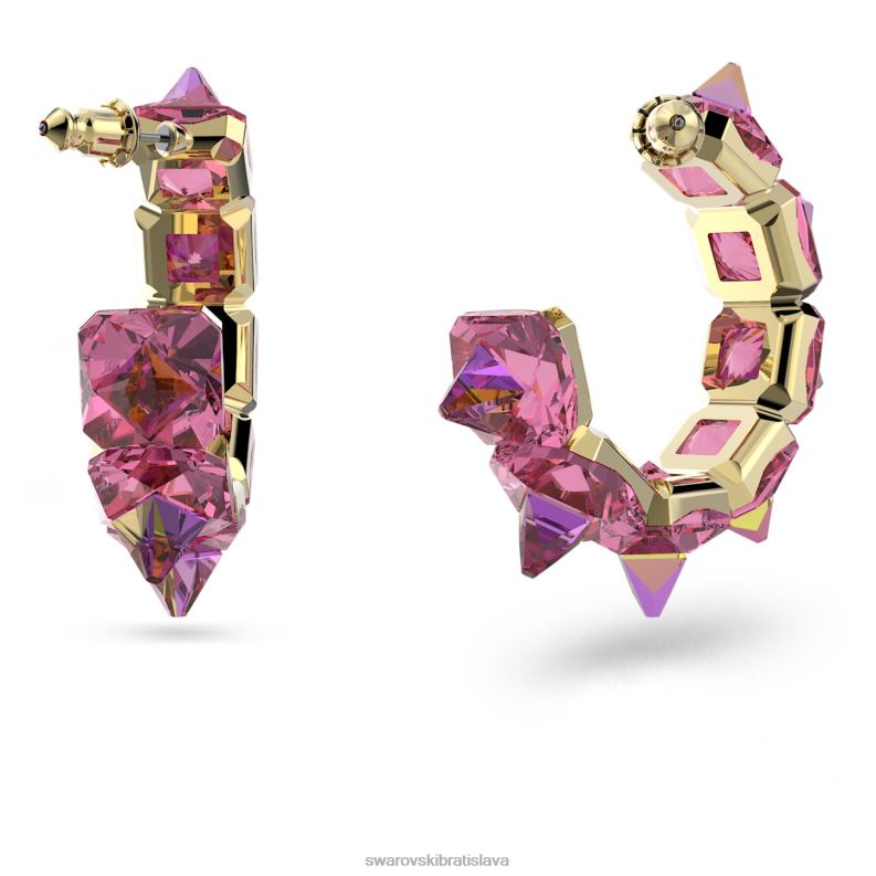 ortyxové kruhové náušnice pyramídový výbrus, ružový, pozlátený B8ZNT890 Swarovski šperky