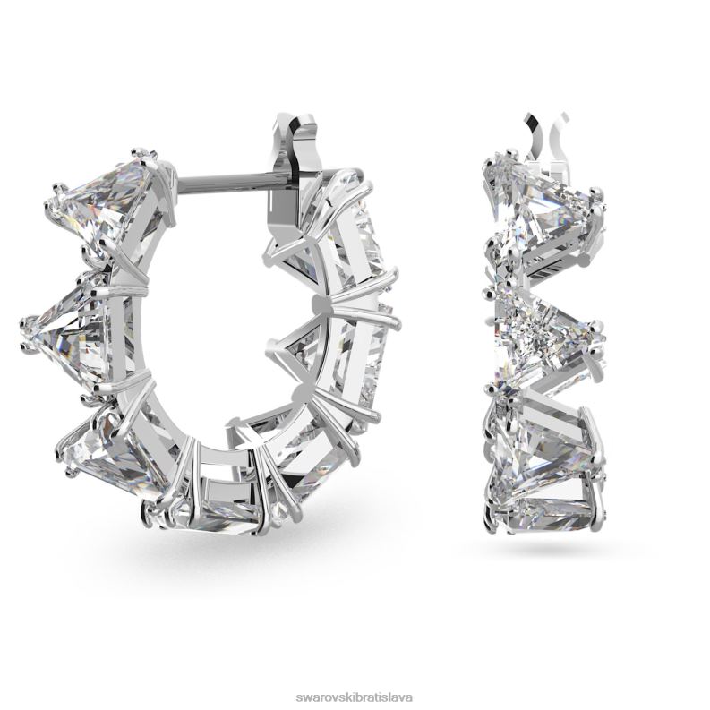 ortyxové kruhové náušnice trojuholníkový výbrus, biely, rhodiovaný B8ZNT887 Swarovski šperky
