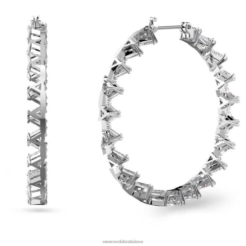 ortyxové kruhové náušnice trojuholníkový výbrus, biely, rhodiovaný B8ZNT931 Swarovski šperky