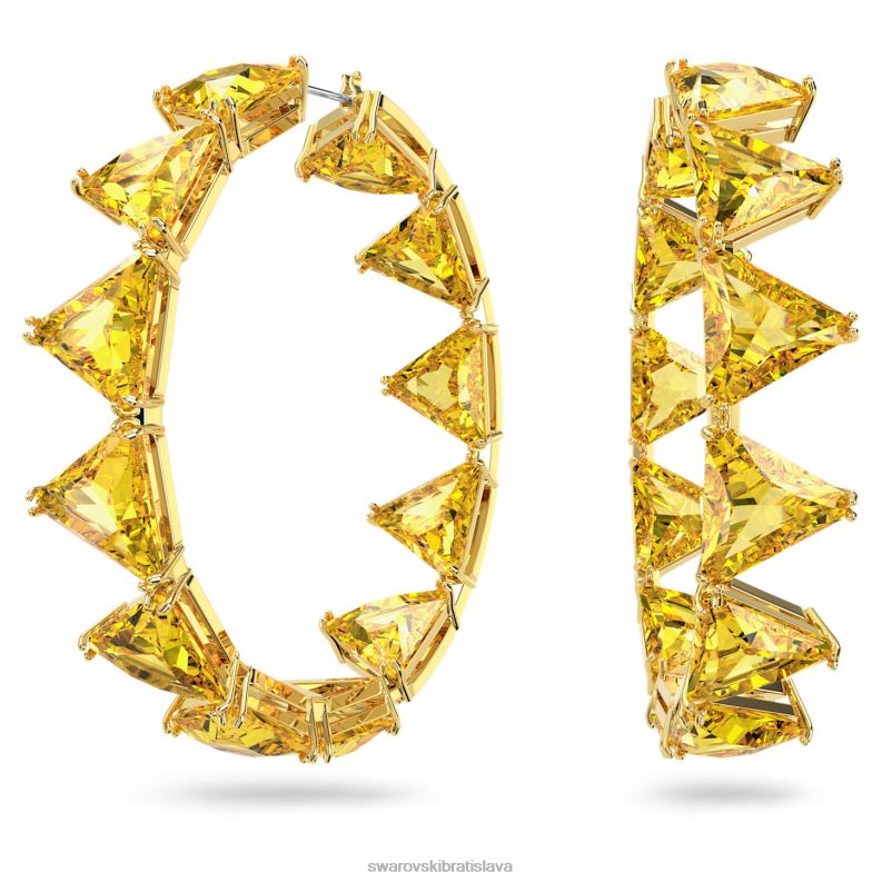 ortyxové kruhové náušnice trojuholníkový výbrus, žltý, pozlátený B8ZNT924 Swarovski šperky