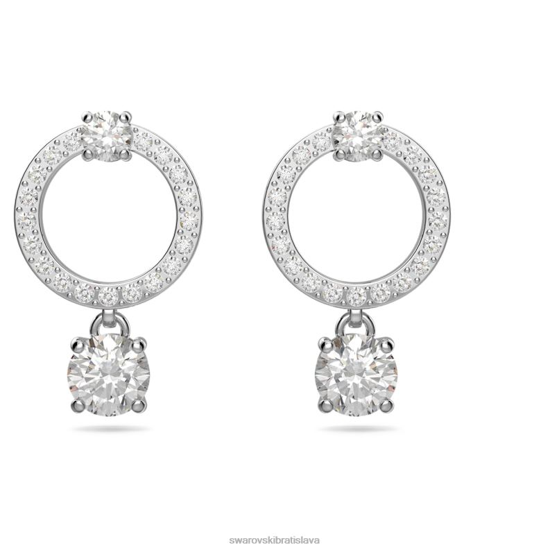 prilákať kruhové náušnice okrúhly výbrus, biely, rhodiovaný B8ZNT773 Swarovski šperky