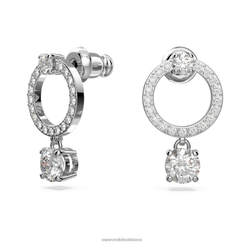 prilákať kruhové náušnice okrúhly výbrus, biely, rhodiovaný B8ZNT773 Swarovski šperky