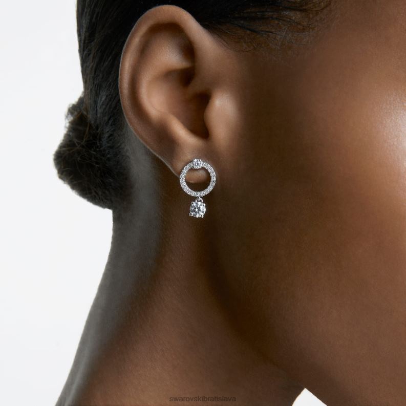 prilákať kruhové náušnice okrúhly výbrus, biely, rhodiovaný B8ZNT773 Swarovski šperky