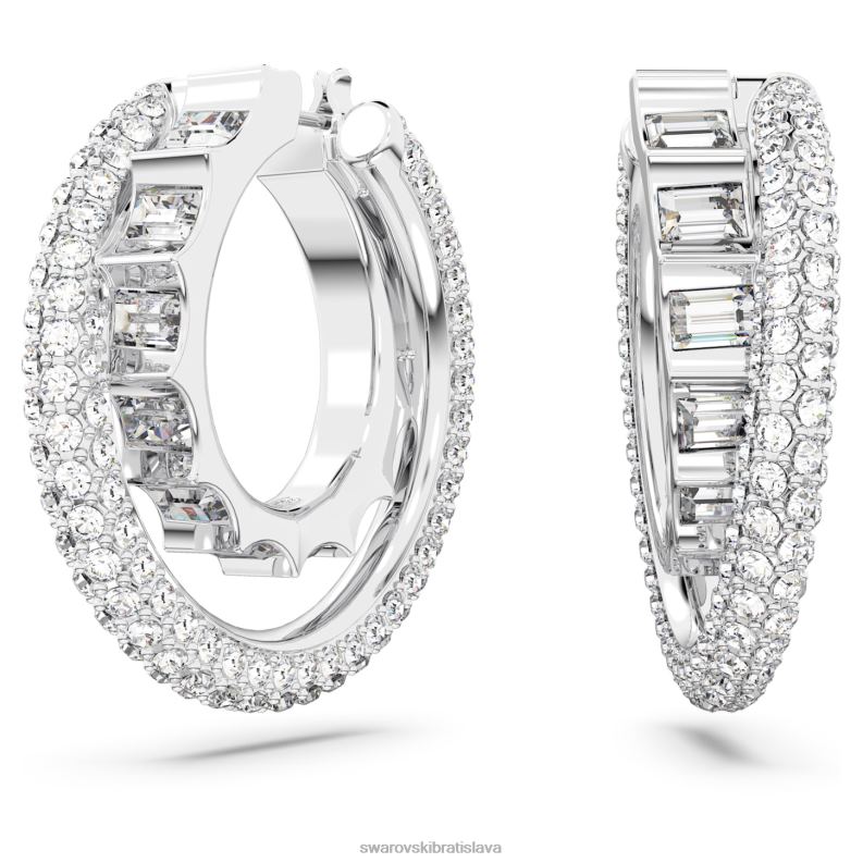 rota kruhové náušnice zmiešané rezy, biele, rhodiované B8ZNT879 Swarovski šperky