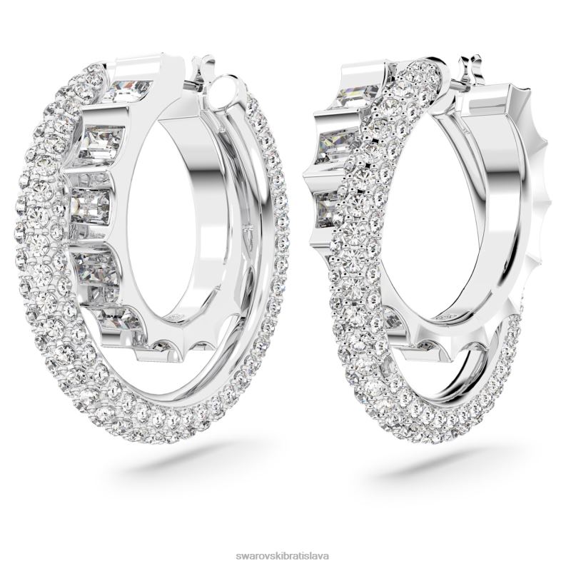 rota kruhové náušnice zmiešané rezy, biele, rhodiované B8ZNT879 Swarovski šperky