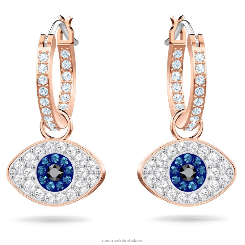 symbolické kruhové náušnice zlé oko, modré, pozlátené ružovým zlatom B8ZNT758 Swarovski šperky