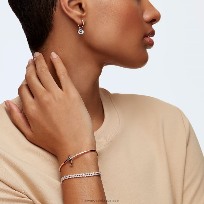 symbolické kruhové náušnice zlé oko, modré, pozlátené ružovým zlatom B8ZNT758 Swarovski šperky