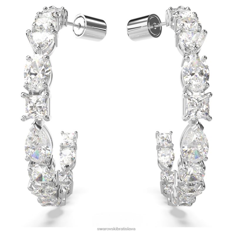 tenisové luxusné kruhové náušnice zmiešané rezy, biele, rhodiované B8ZNT892 Swarovski šperky