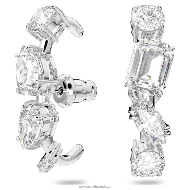 gema manžety na uši zmiešané rezy, biele, rhodiované B8ZNT962 Swarovski šperky