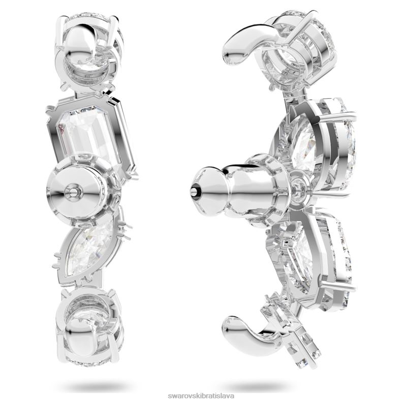 gema manžety na uši zmiešané rezy, biele, rhodiované B8ZNT962 Swarovski šperky