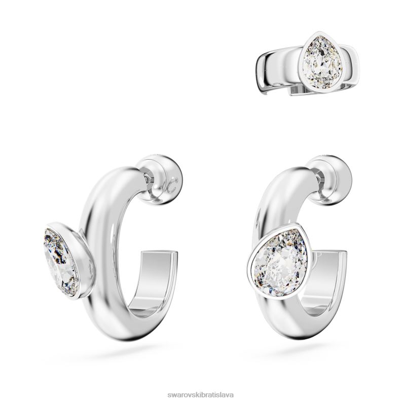 kruhové náušnice dextera s manžetou na uši hruškový rez, biely, rhodiovaný B8ZNT399 Swarovski šperky