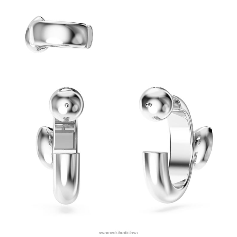 kruhové náušnice dextera s manžetou na uši hruškový rez, biely, rhodiovaný B8ZNT399 Swarovski šperky