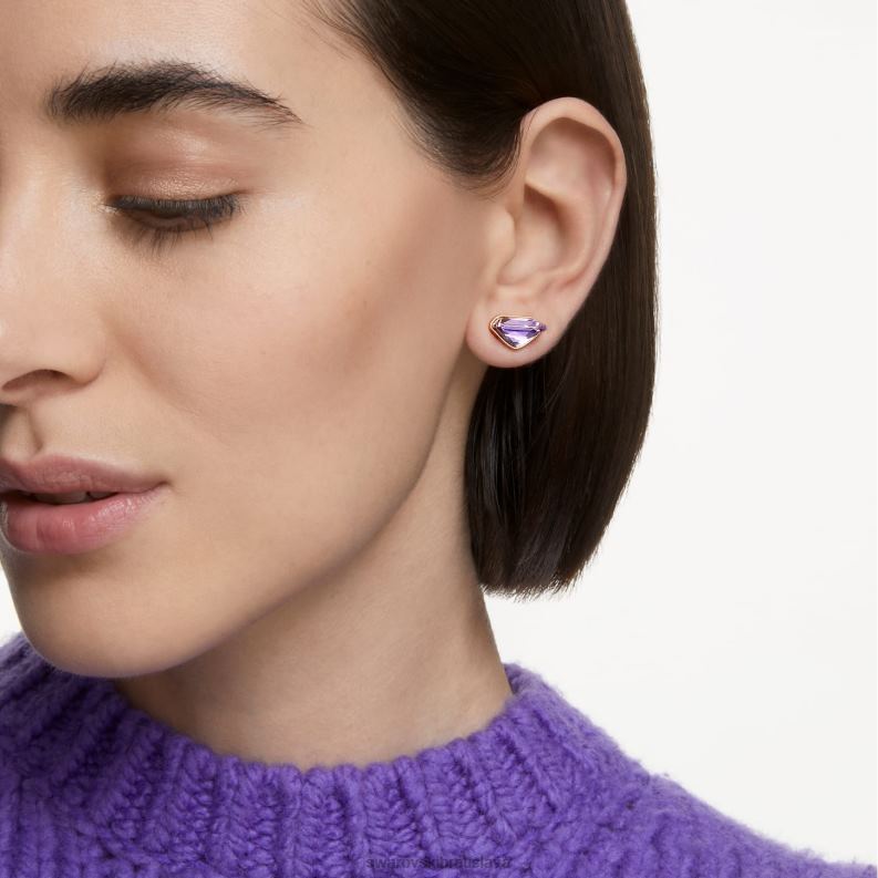 lucentná manžeta na ucho jednoduché, magnetické zatváranie, fialové, pozlátené B8ZNT968 Swarovski šperky