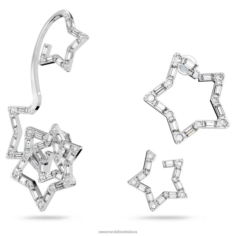 manžeta na ucho stella zmiešané rezy, hviezdicové, biele, rhodiované B8ZNT377 Swarovski šperky