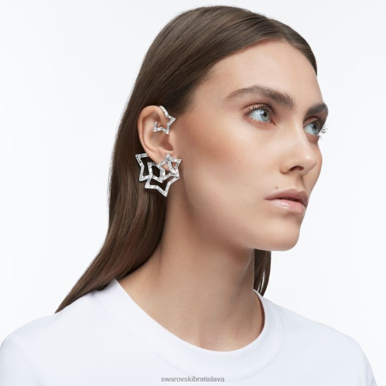 manžeta na ucho stella zmiešané rezy, hviezdicové, biele, rhodiované B8ZNT377 Swarovski šperky