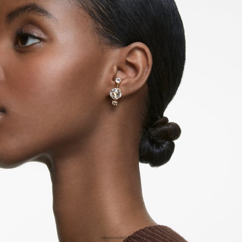 manžety na uši constella asymetrický dizajn, okrúhly strih, biela, pozlátená B8ZNT963 Swarovski šperky