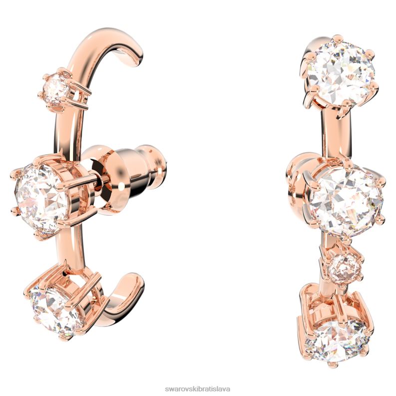 manžety na uši constella asymetrický dizajn, okrúhly strih, biela, pozlátená ružovým zlatom B8ZNT972 Swarovski šperky