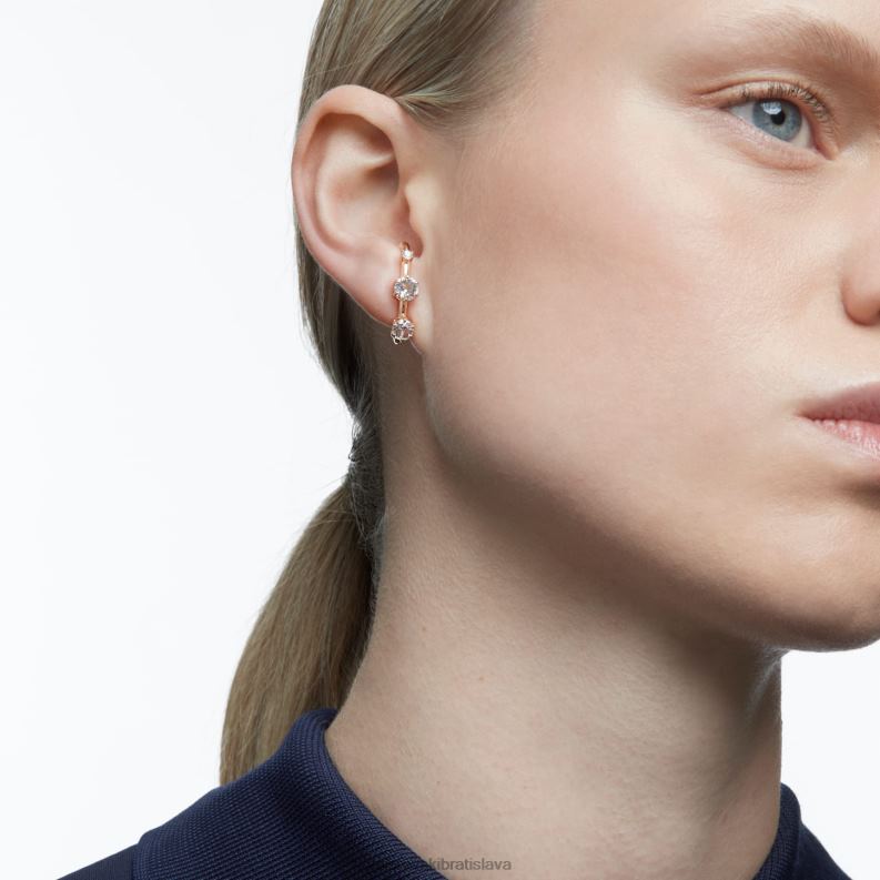 manžety na uši constella asymetrický dizajn, okrúhly strih, biela, pozlátená ružovým zlatom B8ZNT972 Swarovski šperky