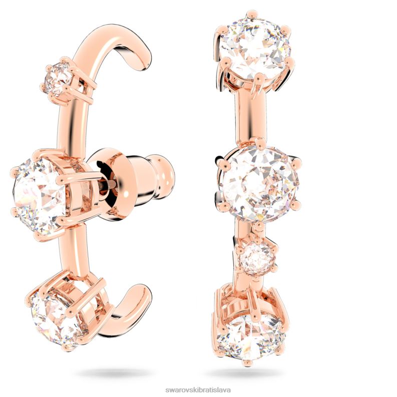manžety na uši constella asymetrický dizajn, okrúhly strih, biela, pozlátená ružovým zlatom B8ZNT972 Swarovski šperky