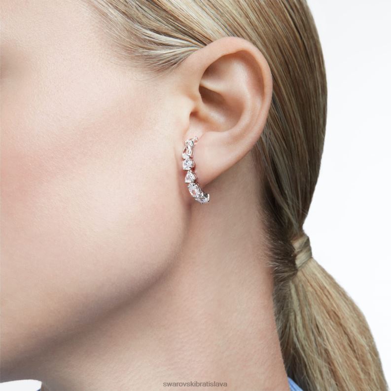 tenisové luxusné manžety na uši zmiešané rezy, biele, rhodiované B8ZNT965 Swarovski šperky
