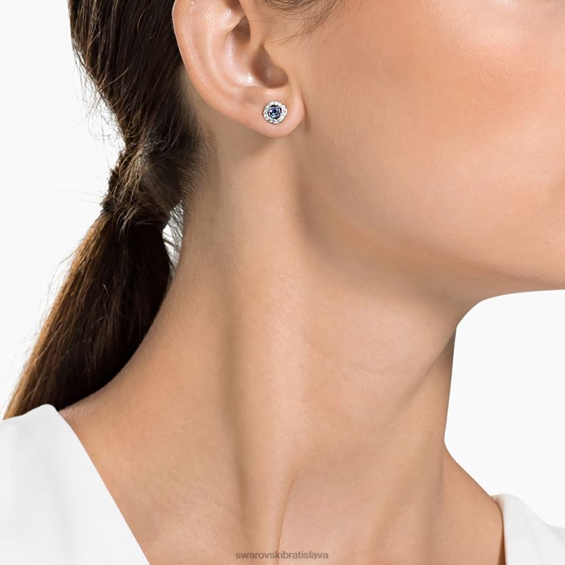 anjelské napichovacie náušnice štvorcový rez, modrá, rhodiovaná B8ZNT679 Swarovski šperky