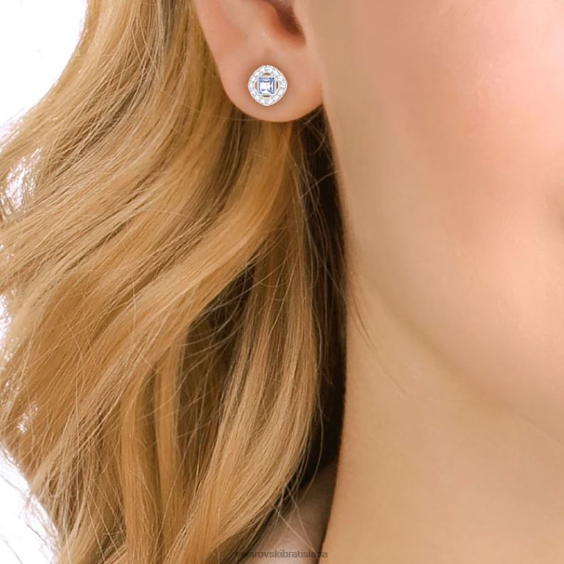 anjelské napichovacie náušnice štvorcový rez, modrá, rhodiovaná B8ZNT679 Swarovski šperky
