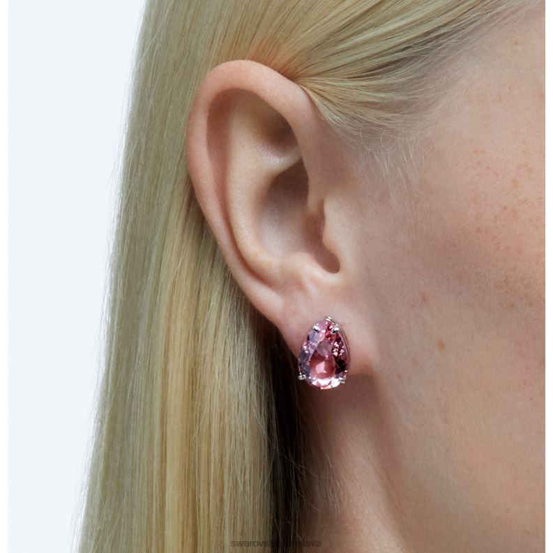 gema napichovacie náušnice drop cut, ružové, rhodiované B8ZNT663 Swarovski šperky