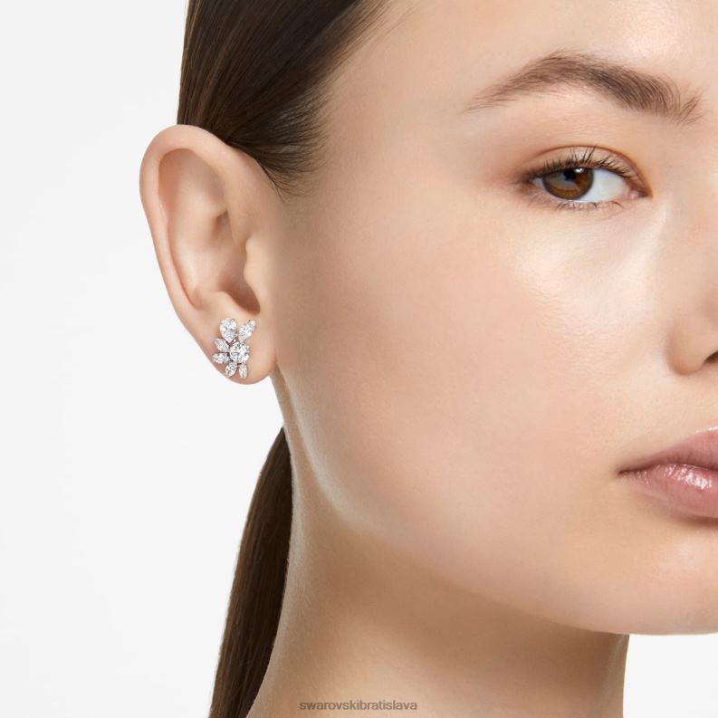 gema napichovacie náušnice zmiešané rezy, kvet, biela, rhodiované B8ZNT722 Swarovski šperky