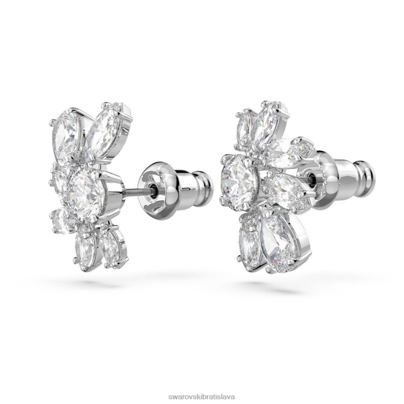 gema napichovacie náušnice zmiešané rezy, kvet, biela, rhodiované B8ZNT722 Swarovski šperky