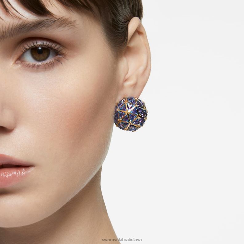 kuriózna napichovacia náušnica jednoduchý, trojuholníkový strih, modrý, pozlátený B8ZNT974 Swarovski šperky