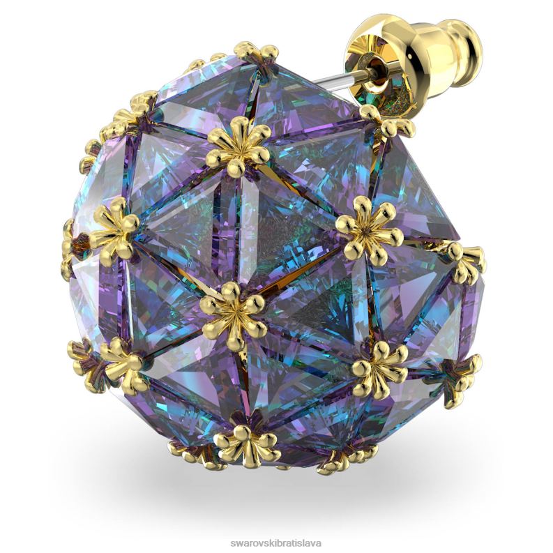 kuriózna napichovacia náušnica jednoduchý, trojuholníkový strih, modrý, pozlátený B8ZNT974 Swarovski šperky