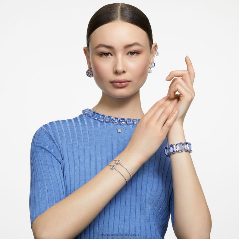 kuriózna napichovacia náušnica jednoduchý, trojuholníkový strih, modrý, pozlátený B8ZNT974 Swarovski šperky