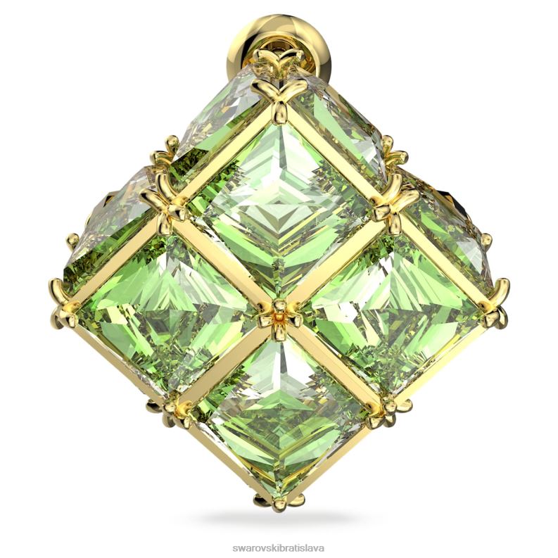 kuriózna napichovacia náušnica jednoduché, štvorcový rez, zelené, pozlátené B8ZNT976 Swarovski šperky