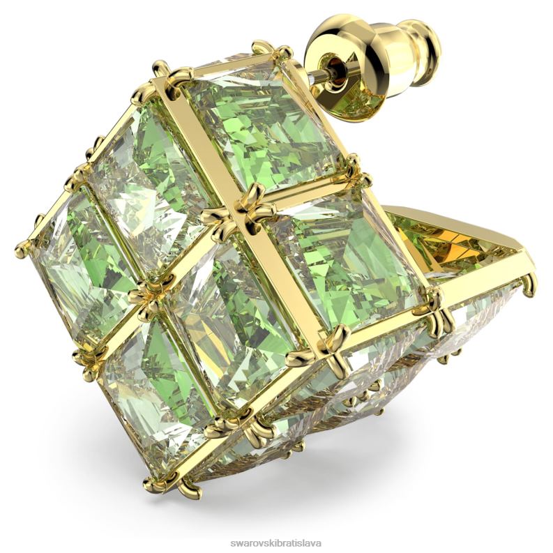 kuriózna napichovacia náušnica jednoduché, štvorcový rez, zelené, pozlátené B8ZNT976 Swarovski šperky