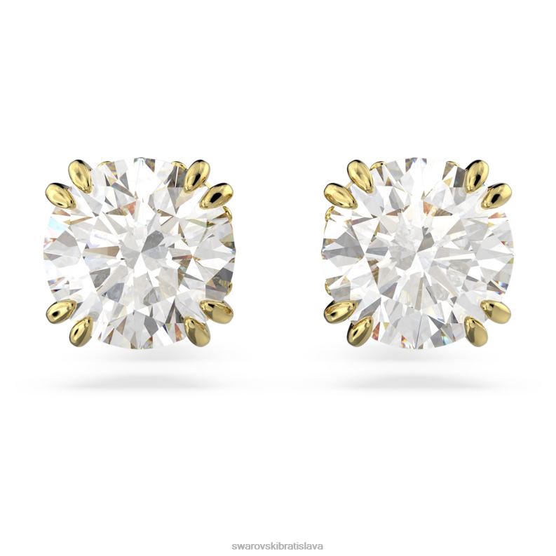 napichovacie náušnice constella okrúhly výbrus, biely, pozlátený B8ZNT747 Swarovski šperky