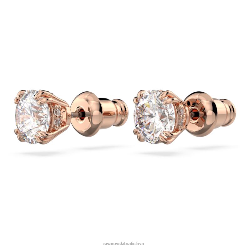 napichovacie náušnice constella okrúhly výbrus, biely, pozlátený ružovým zlatom B8ZNT677 Swarovski šperky