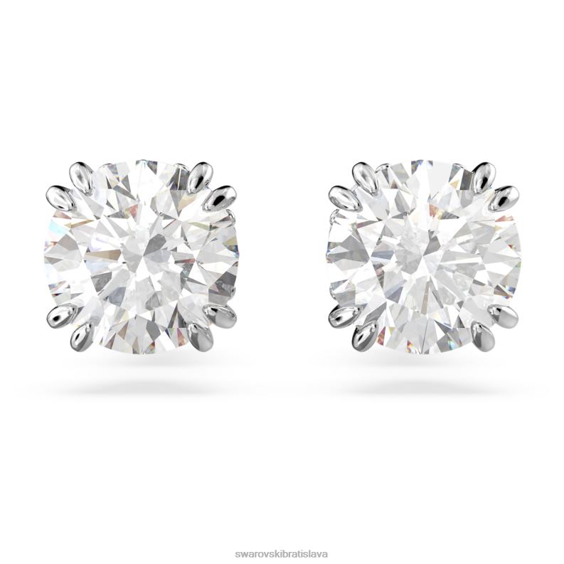 napichovacie náušnice constella okrúhly výbrus, biely, rhodiovaný B8ZNT746 Swarovski šperky
