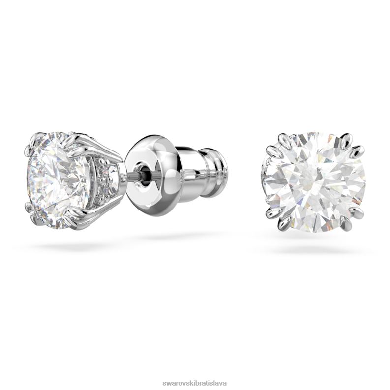 napichovacie náušnice constella okrúhly výbrus, biely, rhodiovaný B8ZNT746 Swarovski šperky