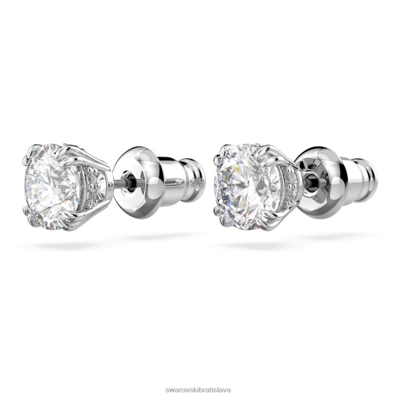 napichovacie náušnice constella okrúhly výbrus, biely, rhodiovaný B8ZNT746 Swarovski šperky