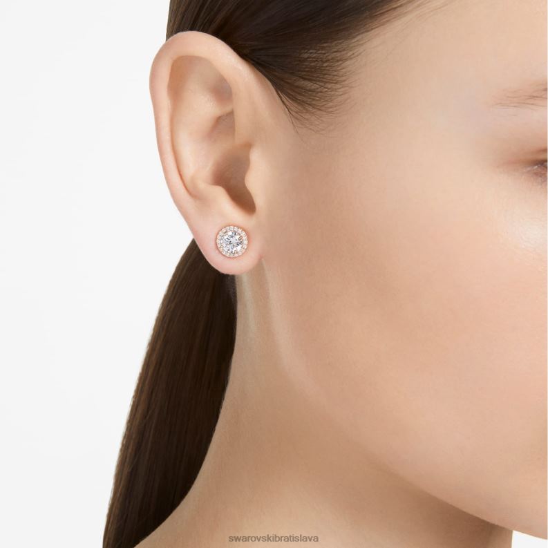 napichovacie náušnice constella okrúhly výbrus, dlažba, biela, pozlátená ružovým zlatom B8ZNT670 Swarovski šperky