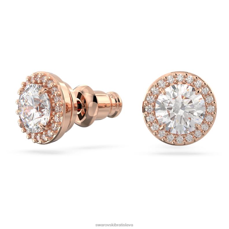napichovacie náušnice constella okrúhly výbrus, dlažba, biela, pozlátená ružovým zlatom B8ZNT670 Swarovski šperky