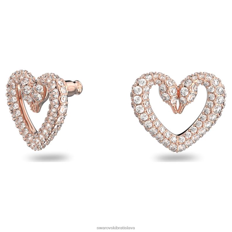 napichovacie náušnice dlažba, srdce, biela, pozlátené ružovým zlatom B8ZNT717 Swarovski šperky