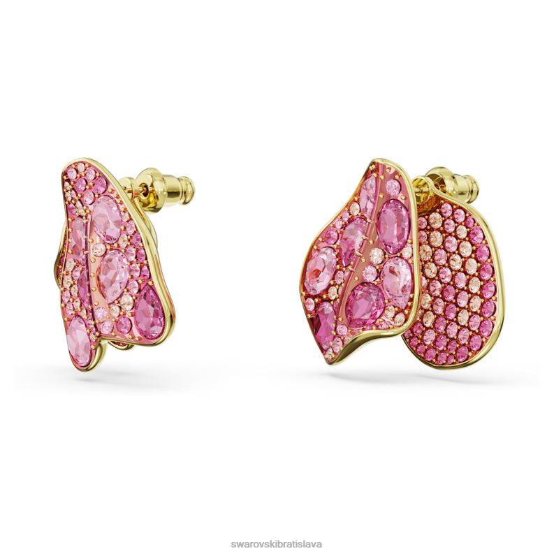 napichovacie náušnice florere asymetrické prevedenie, kvetinové, ružové, pozlátené B8ZNT668 Swarovski šperky