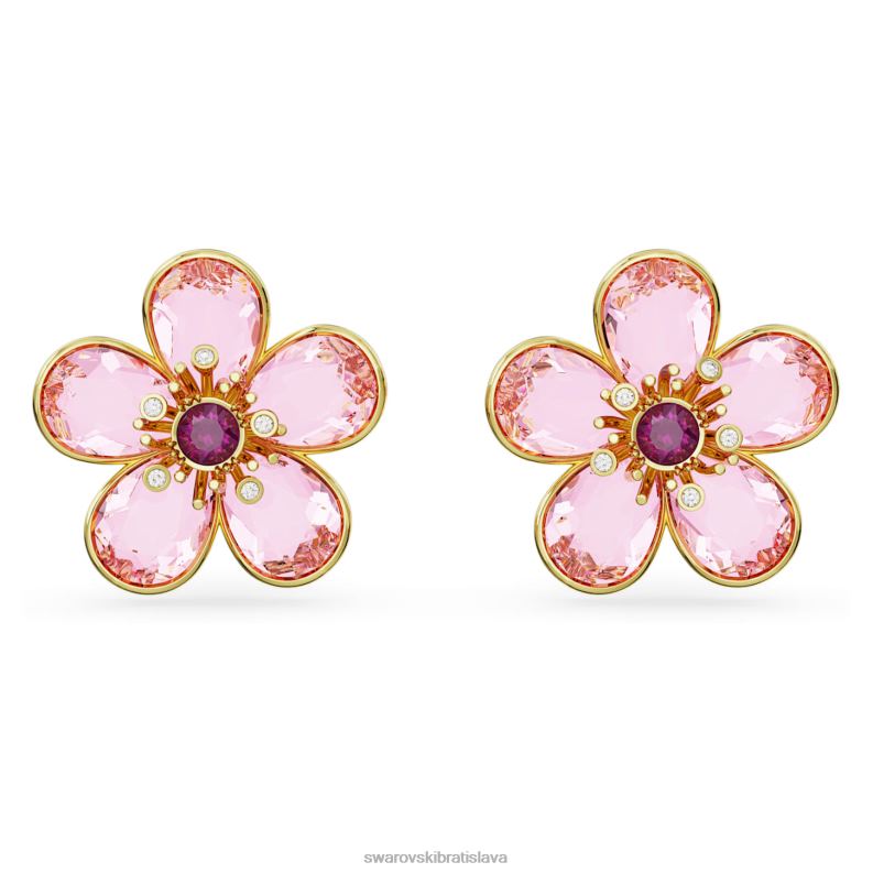 napichovacie náušnice florere kvet, ružový, pozlátený B8ZNT655 Swarovski šperky