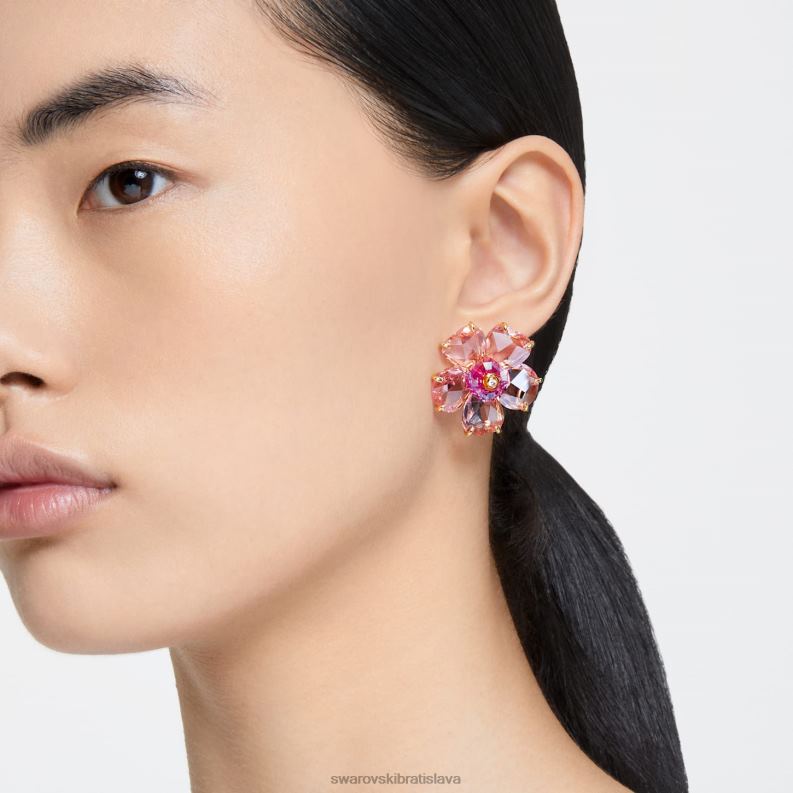 napichovacie náušnice florere kvet, ružový, pozlátený B8ZNT751 Swarovski šperky